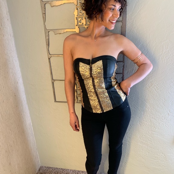 Gold Sequin Bustier - Picture 2 of 5